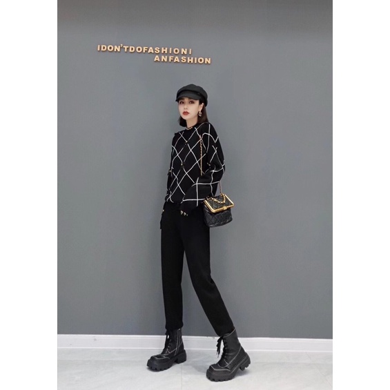 Set trang phục nữ gồm áo len và quần len dài thời trang thương hiệu Gucci GG/GC cao cấp