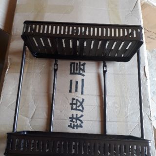 Kệ inox đen 2 tầng vuông