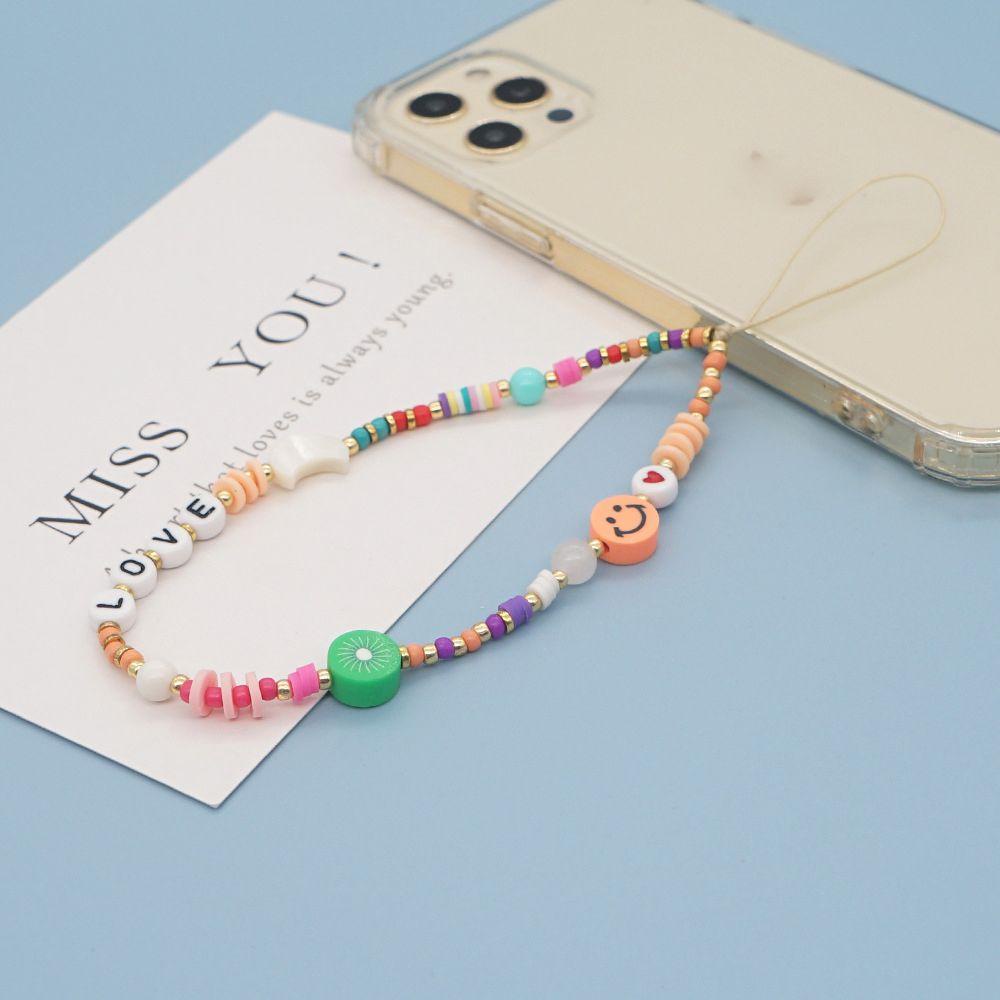 Dây Đeo Điện Thoại Dạng Chuỗi Hạt Acrylic Mềm Chống Thất Lạc Phong Cách NORMAN Boho