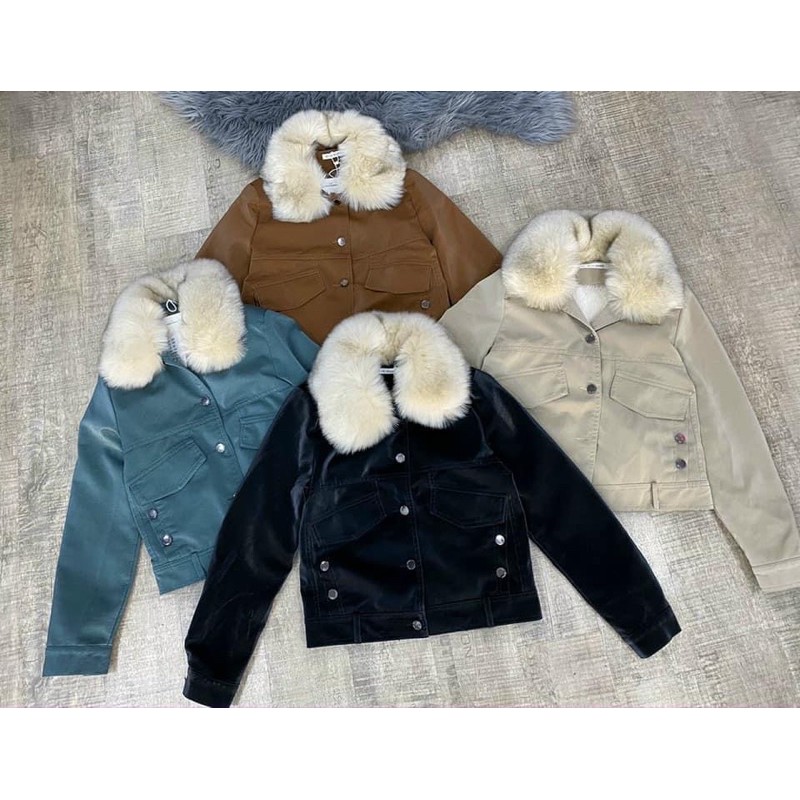 [ MS1920 ] Áo da nhung lót lông toàn thân đóng cúc