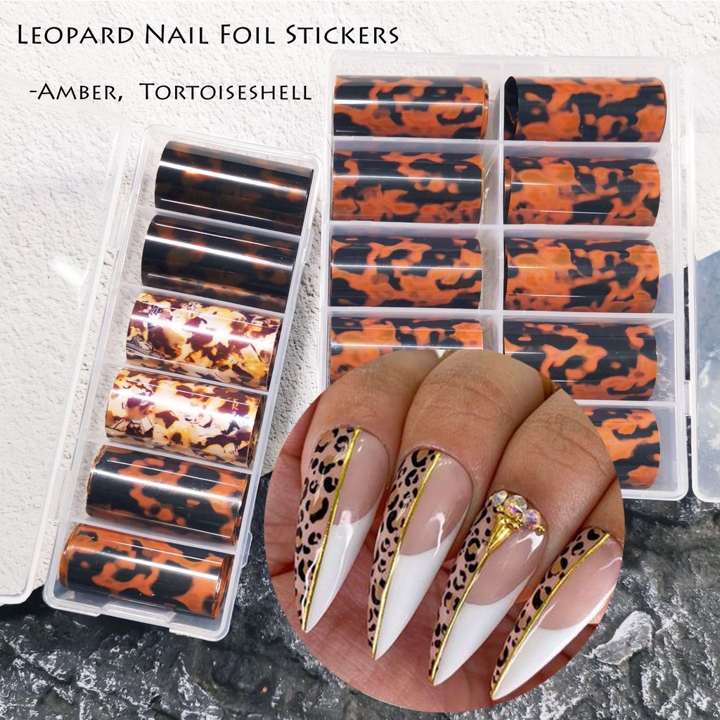 Sticker Dán Móng Tay Nghệ Thuật Họa Tiết Bầu Trời Sao Màu Hổ Phách
