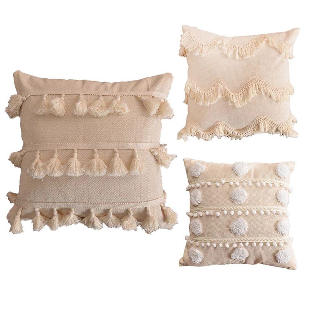 Vỏ Bọc Đệm Ghế Ngồi Hình Vuông Bằng Vải Lanh Trang Trí Phòng Khách Phong Cách Boho