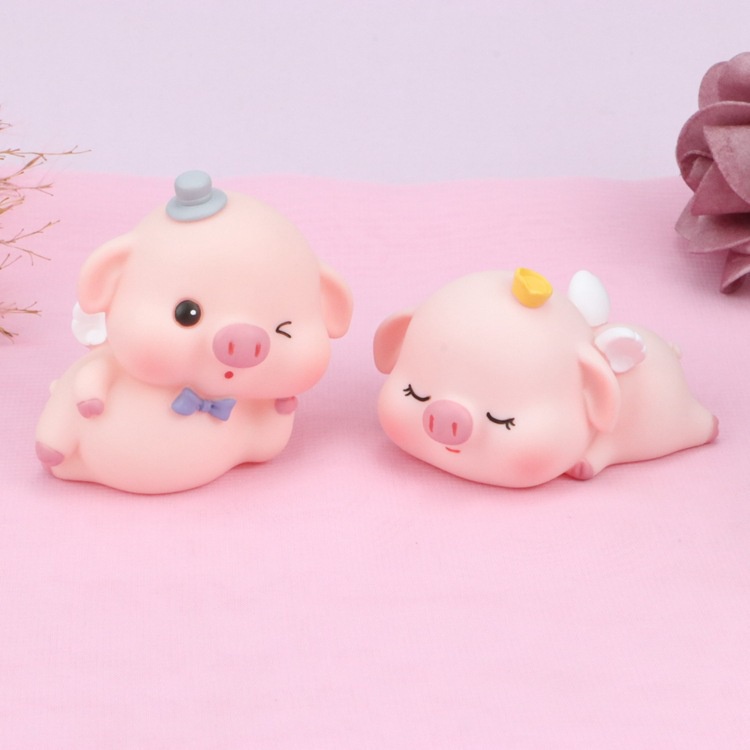 Phụ Kiện Trang Trí Bánh Sinh Nhật  cặp heo nhựa dễ thương