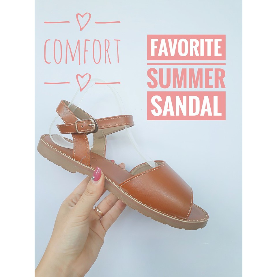 Sandal bệt quai ngang bản to màu nâu