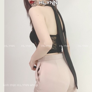 Áo corset ren phối nơ lụa satin mặc 2 kiểu m169