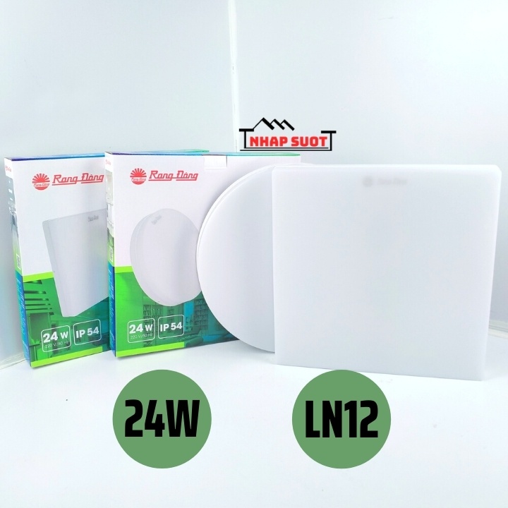[Chính Hãng] Đèn Ốp Trần Nổi 24W Led Rạng Đông Tràn Viền Chống Ẩm IP54 (Vuông/Tròn) - LN12
