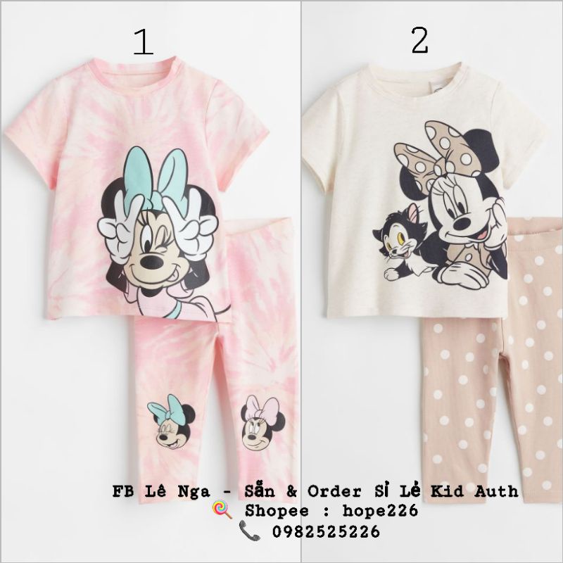 Bộ áo cộc quần dài cotton Minnie_HM US/UK sz 4-6m đến 3-4y