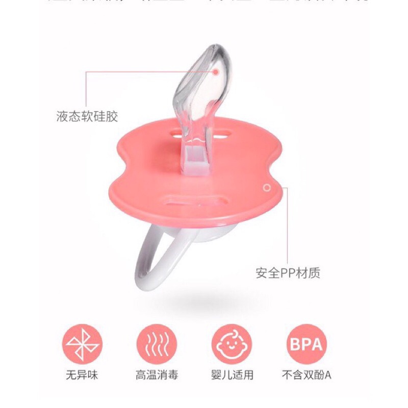 Ti Giả Cho Bé Sơ Sinh Kèm dây Đeo Chống Rơi Cho bé Hộp 2 Núm Vú Cao Cấp