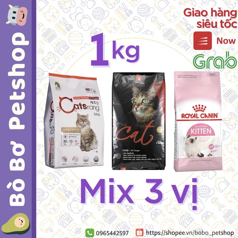Thức ăn hạt cho mèo | MIX 3 Vị Catsrang + Cat's eye + Royal Canin | 1kg