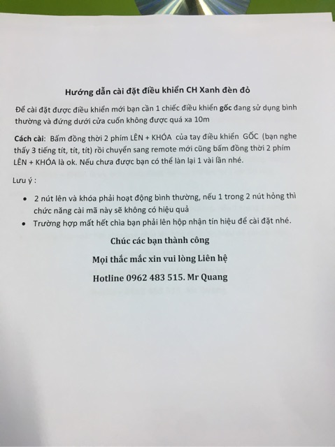 Điều khiển cửa cuốn CHF9 mã nhảy đa năng