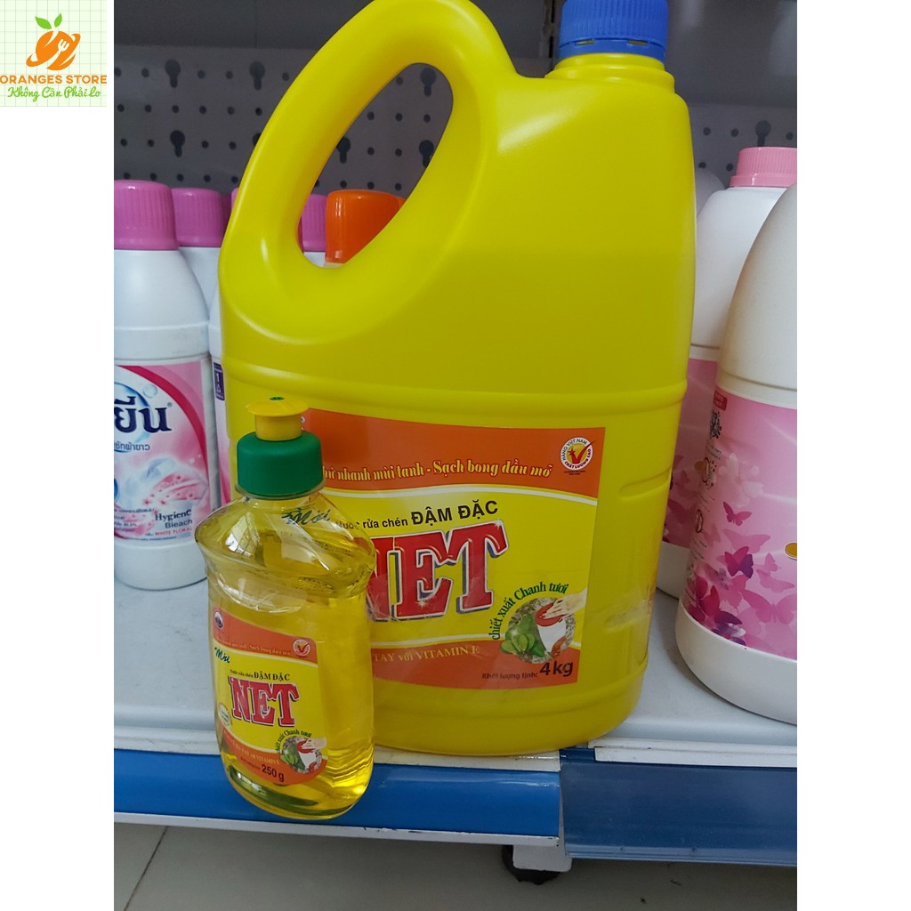 Nước rửa chén NET 4Kg Hương Chanh Tươi, Trà Xanh Kháng Khuẩn, Trà Xanh & Gừng