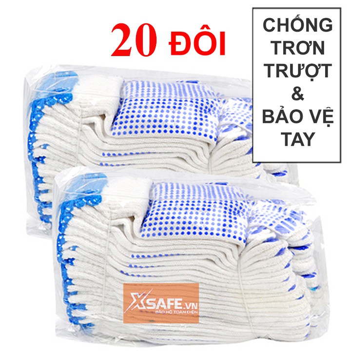 10 Đôi Găng tay bảo hộ phủ hạt nhựa 70g tăng độ bám, chống trơn trượt, thao tác linh hoạt, không gây hầm bí (loại dày)