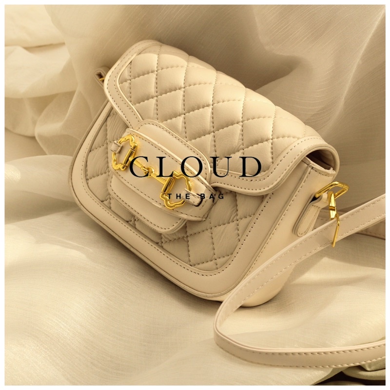 Túi xách nữ đeo chéo vân nổi hoạ tiết vuông khoá D