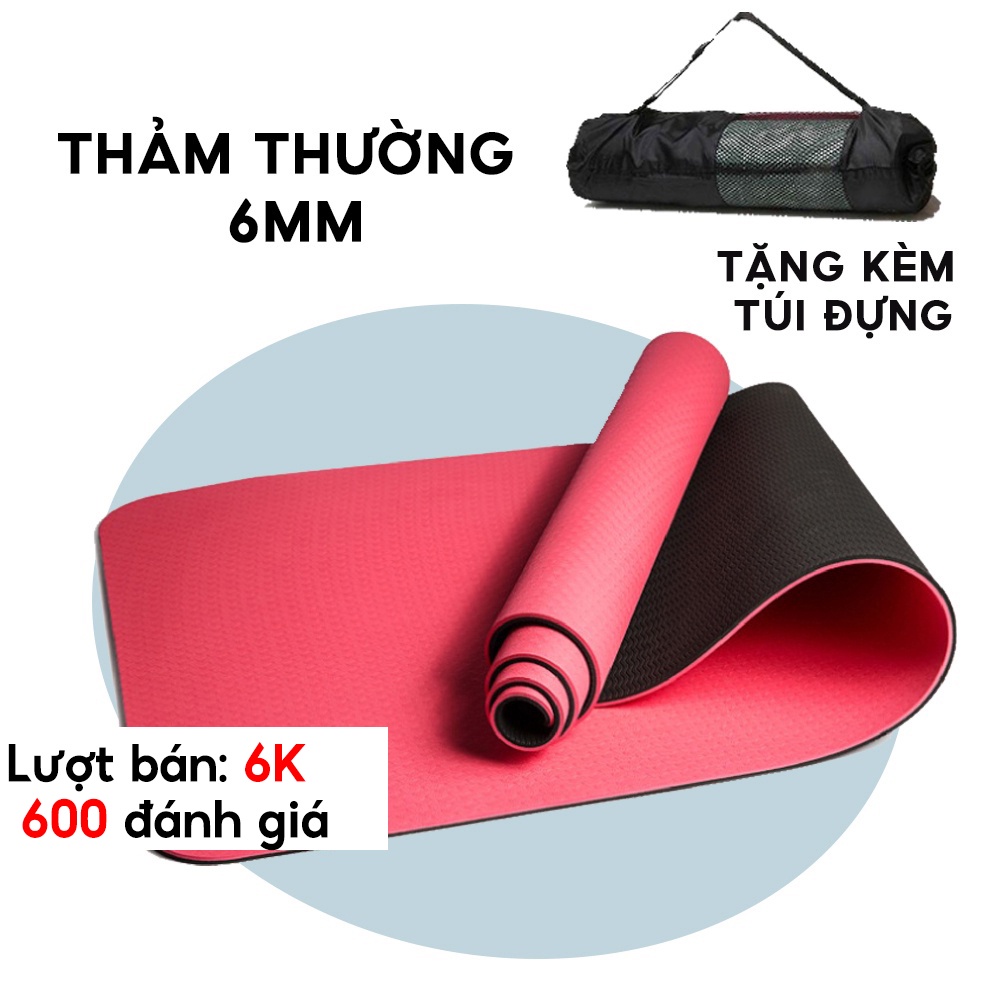 Thảm tập YOGA, GYM 2 lớp 6 mm cao cấp , thảm yoga in định tuyến hỗ trợ các bài tập yoga siêu khó TOPBODY