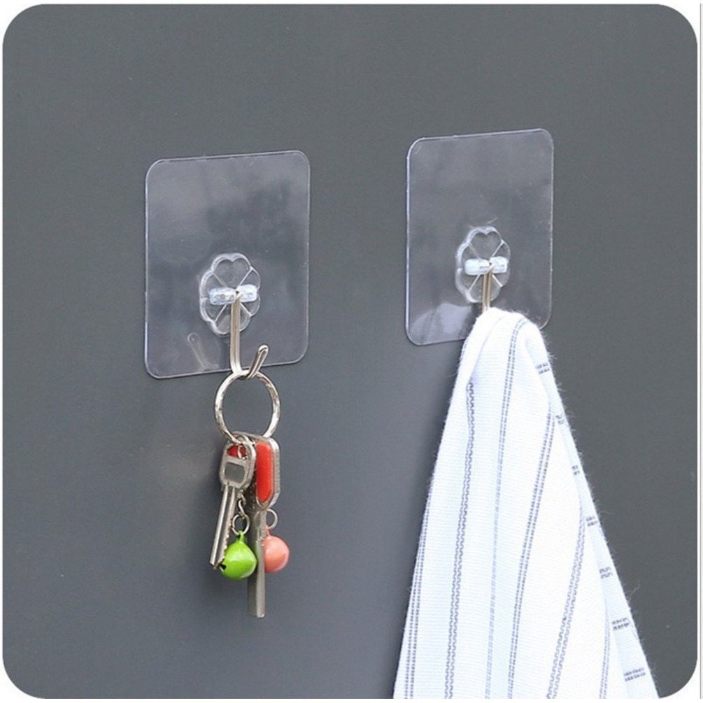 4 Móc Treo Tường Trong Suốt, Móc Dán Tường Siêu Chắc, Móc Nhựa Treo Đồ Gia Đình, Tiện Dụng, Giá Tốt, Kingler  2213Set4