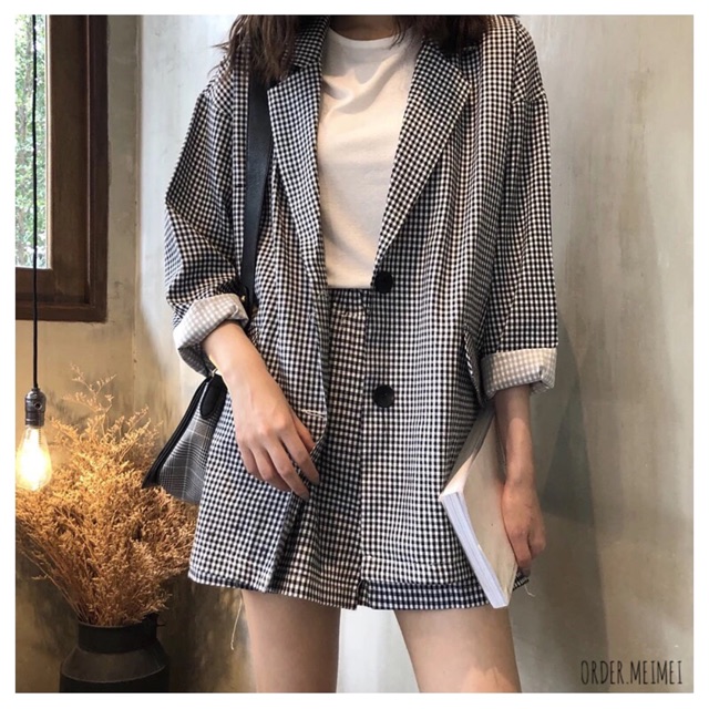 Set vest kẻ
