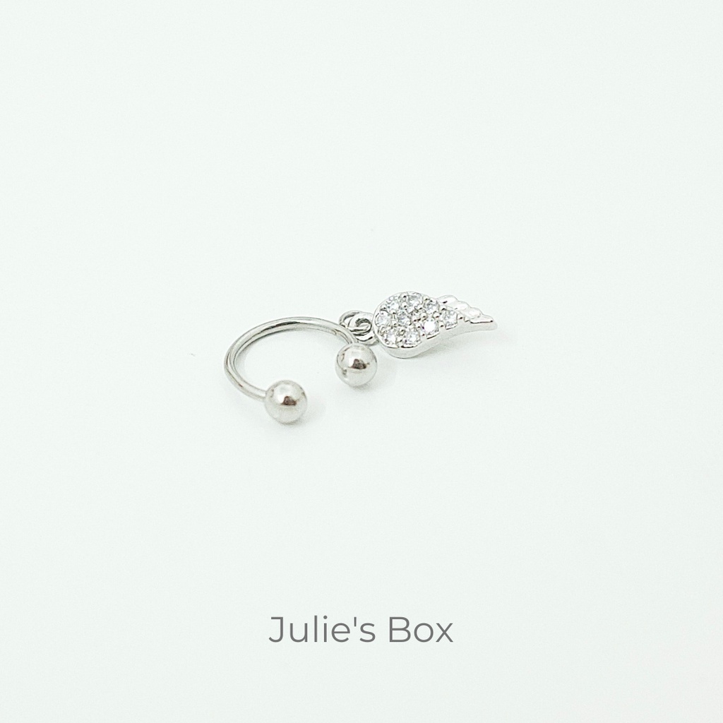 [1 Chiếc] Khuyên Tai Titan Unisex Chữ U Đá Tòn Ten Màu Bạc Không Gỉ Sét Không Ngứa Bông Tai Julies Box 66