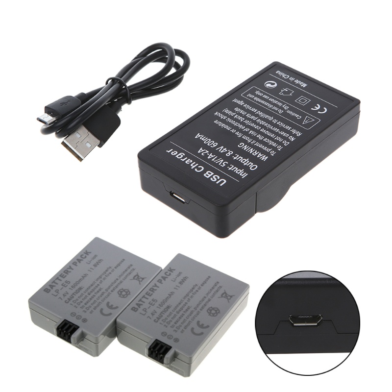 Cục Sạc USB Cho LP-E5 1000D 450D 500D Kiss F Kiss X2 Rebel Xsi