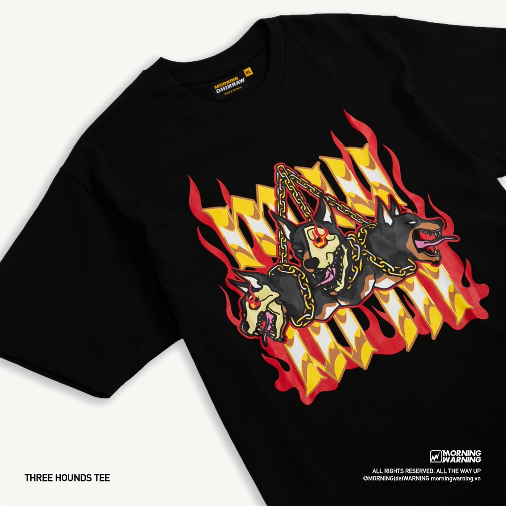 Áo thun Morning Warning Three Hounds - Ba Con Chó - Áo Thun Unisex Form Rộng Tay Lỡ Oversize Cotton 100% Local Brand