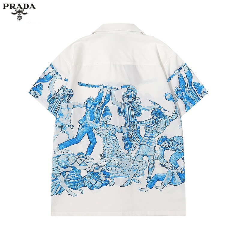Prada Áo Thun cotton Ngắn Tay In Họa Tiết Thời Trang Cho Nam Nữ