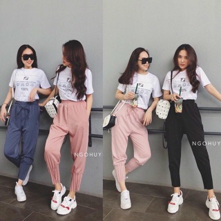Set áo phông + quần bo gấu chất đẹp