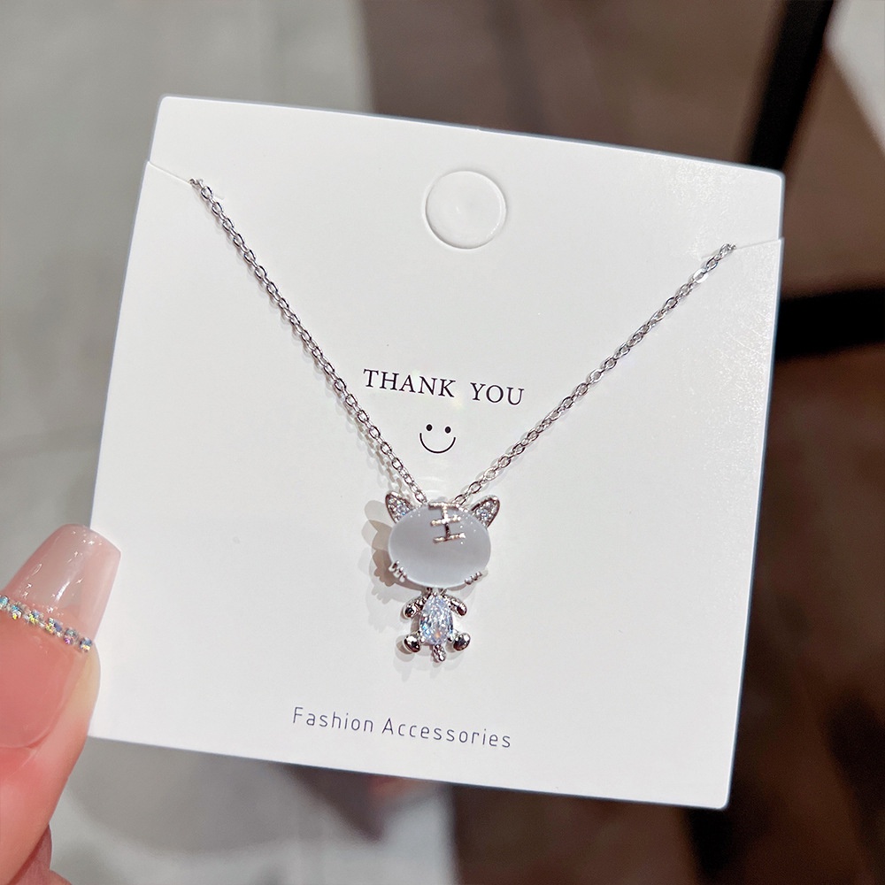XiaoboACC Vòng Cổ Mặt Hình Hổ Đính Đá Opal Cho Nữ - 38cm+6cm