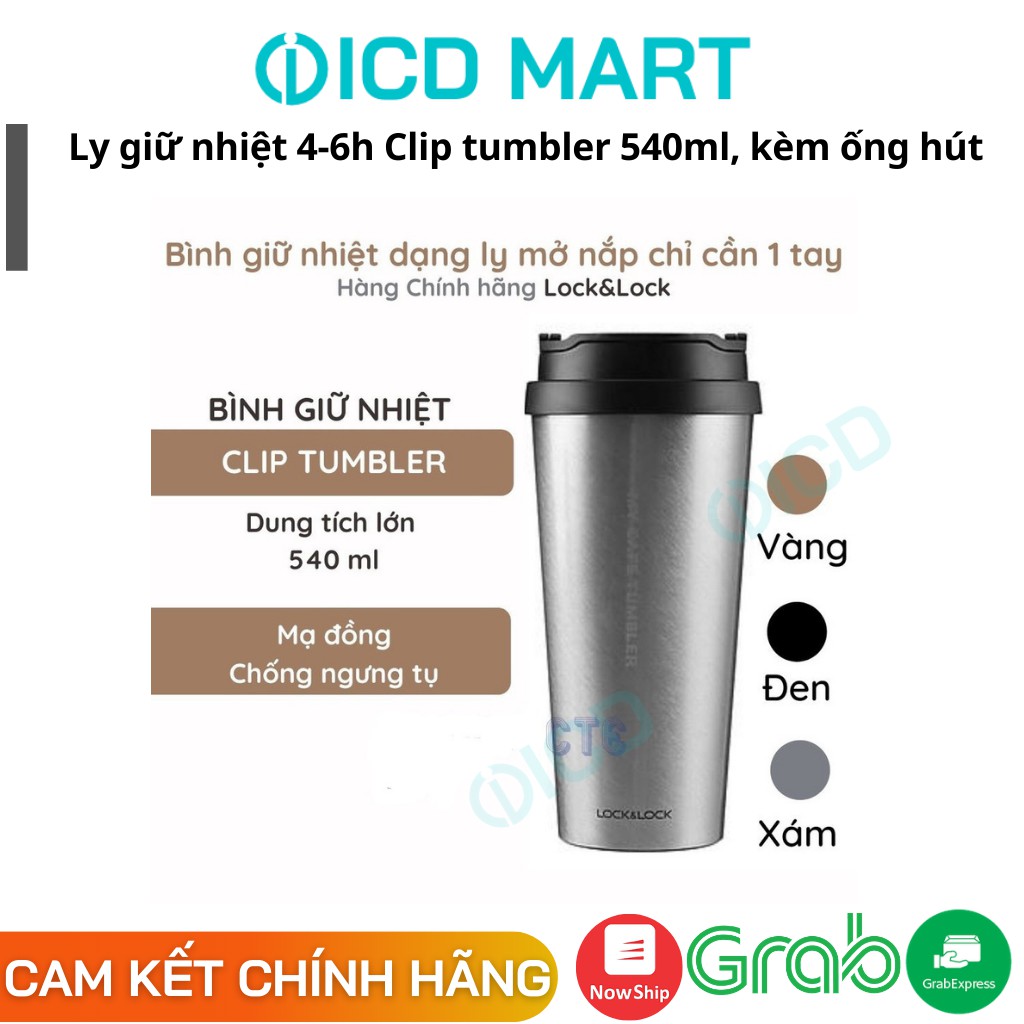 [LOCK & LOCK] Ly, cốc giữ nhiệt Lock&Lock Clip Tumbler - 540ml - đủ 3 màu