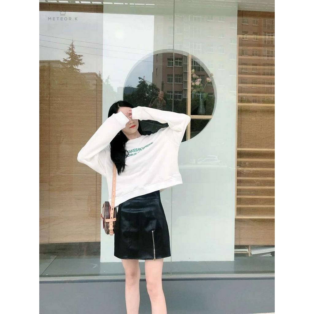 Chân Chân Váy Da Chữ A Lưng Cao Xinh Xắn Dành Cho Nữ