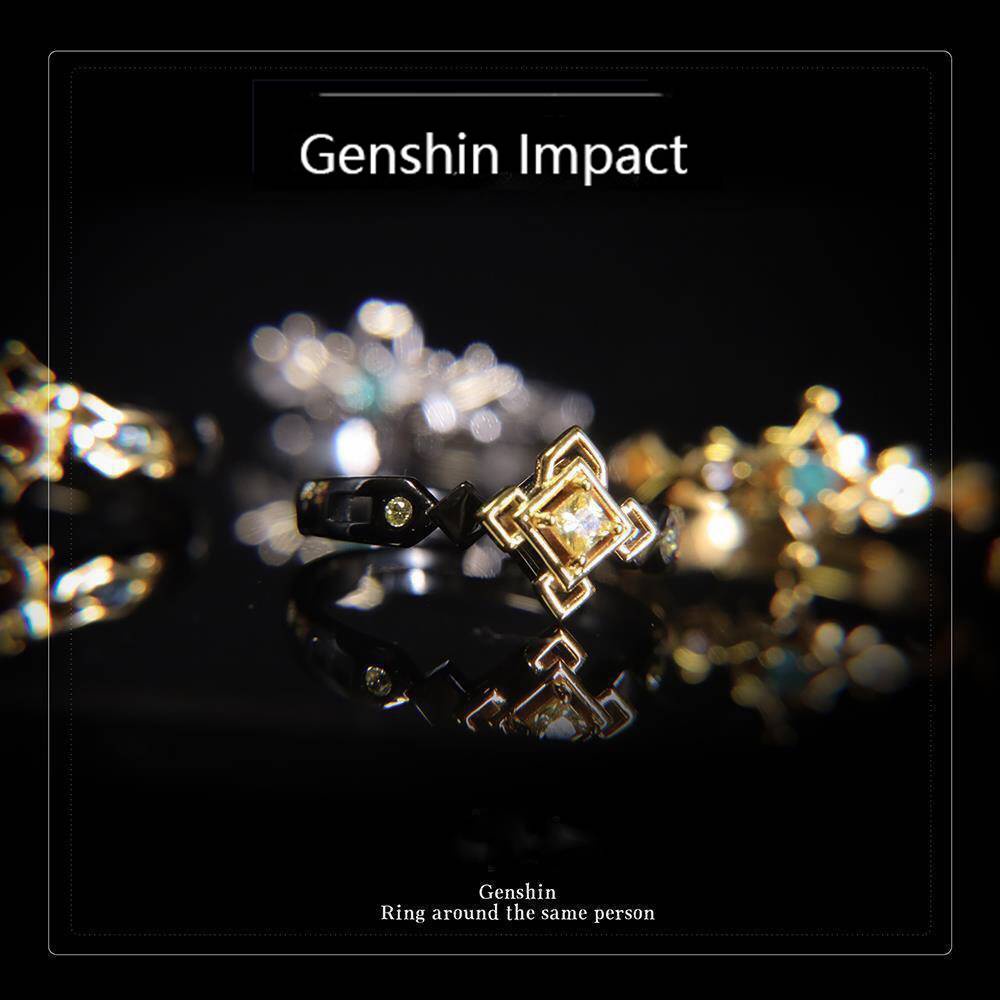 Nhẫn Hở Họa Tiết Anime Ganyu Diluc Zhongli Phong Cách Vintage Dành Cho Nam Và Nữ