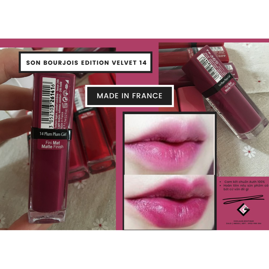 Son BJ Velvet Made In France - Bourjois Rouge Edition Velvet Cam Kết Chuẩn Auth màu 02 03 04  09 11 12 14 18