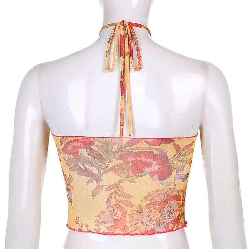 Brroa Áo Ống Không Tay Dạng Lưới Viền Vải Lưới Họa Tiết Hoa Cổ Điển Quyến Rũ Mùa Hè Cho Nữ