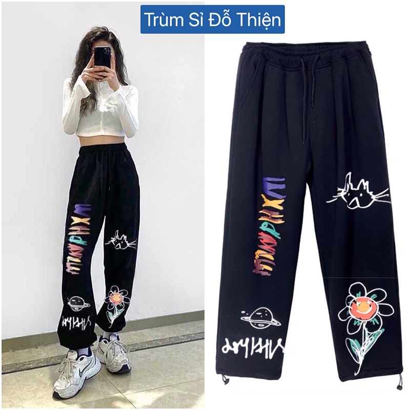 Quần cull nỉ HXM Unisex dây rút chân cánh bướm bigsize dành cho nam nữ mặc nhà đi học du lịch phong cách siêu ngầu