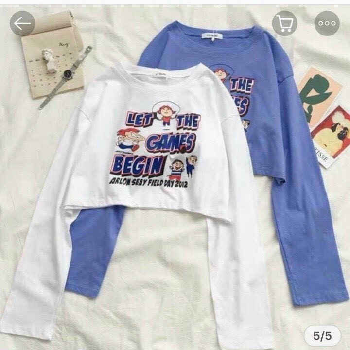 Áo thun Croptop Tay Dài Phom Rộng Let the game begin