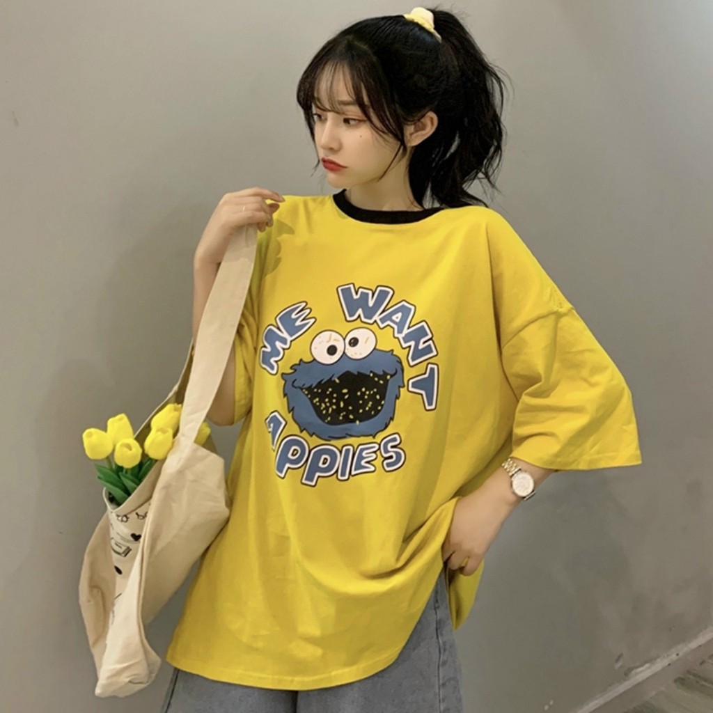 ÁO TAY LỞ THÊU KUTE FROM RỘNG FREE SIZE Unisex Phù Hợp Cả Nam Và Nữ | BigBuy360 - bigbuy360.vn