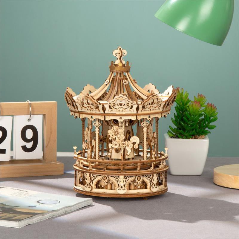 Mô Hình 3D Gỗ Robotime Hộp Nhạc Chuyển Động Starry Night, Romantic Carousel, Victoria Lantern