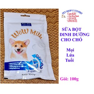 SỮA BỘT DINH DƯỠNG CHO CHÓ Pro-pet Wow Milk Gói 100g Xuất xứ Việt Nam - Pet shop Uytinpro