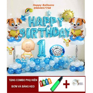 Set bóng trang trí sinh nhật bé cún 1 tuổi ( bao gồm cả bơm và băng keo chuyên dụng)