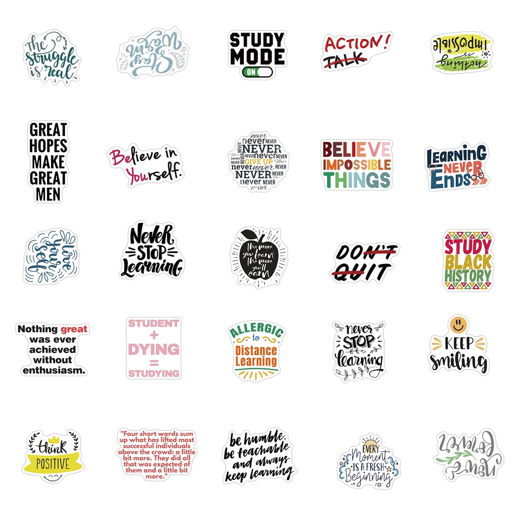 Set 50/ 25/ 10 miếng dán chữ tiếng anh chống thấm nước trang trí đa năng