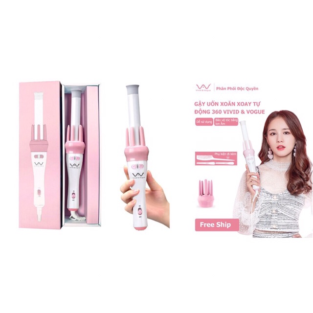 Máy làm và uốn tóc tự động 360* độ,tặng kèm 2 kẹp và 1 Lược hồng