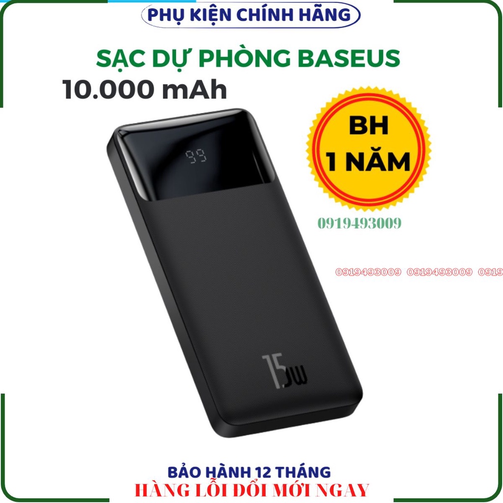 Sạc Dự Phòng Baseus Sạc Nhanh 10000mAh SẠC NHANH 15W kết nối siêu nhanh CHÍNH HÃNG BH 1 NĂM