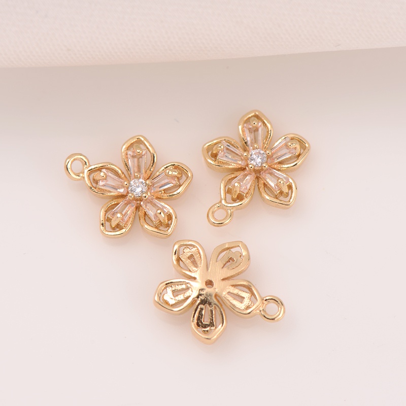 Mặt Dây Chuyền Hình Hoa Năm Cánh Bằng Đồng 14K Màu Vàng Đồng diy