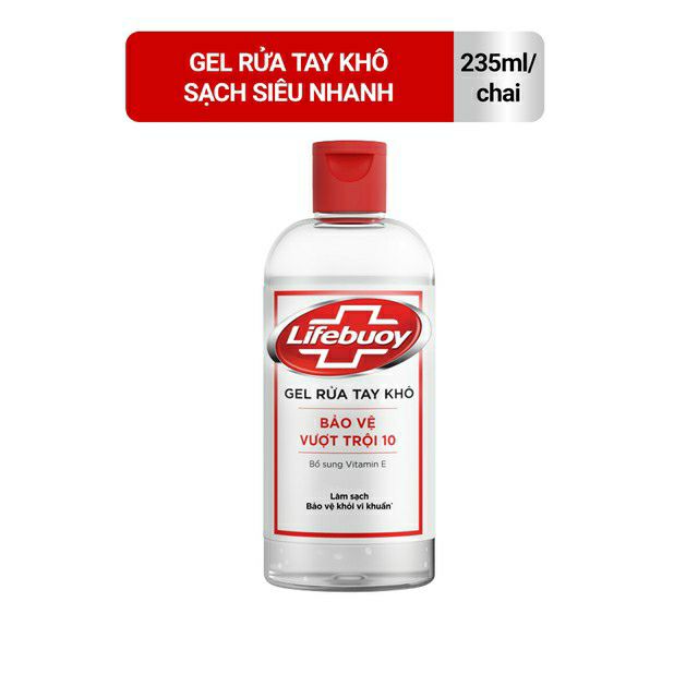 Rửa tay khô sạch siêu nhanh Lifebuoy Bảo Vệ Vượt Trội 10 (Chai 50ml/ 235ml)