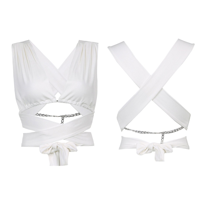 Áo Crop Top Không Tay Cổ Chữ V Gợi Cảm Cho Nữ