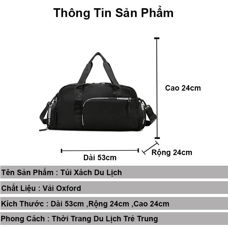 Túi xách du lịch nam nữ ZAJA cỡ lớn thời trang gập gọn nhiều ngăn đựng giày phong cách đeo vai ulzzang