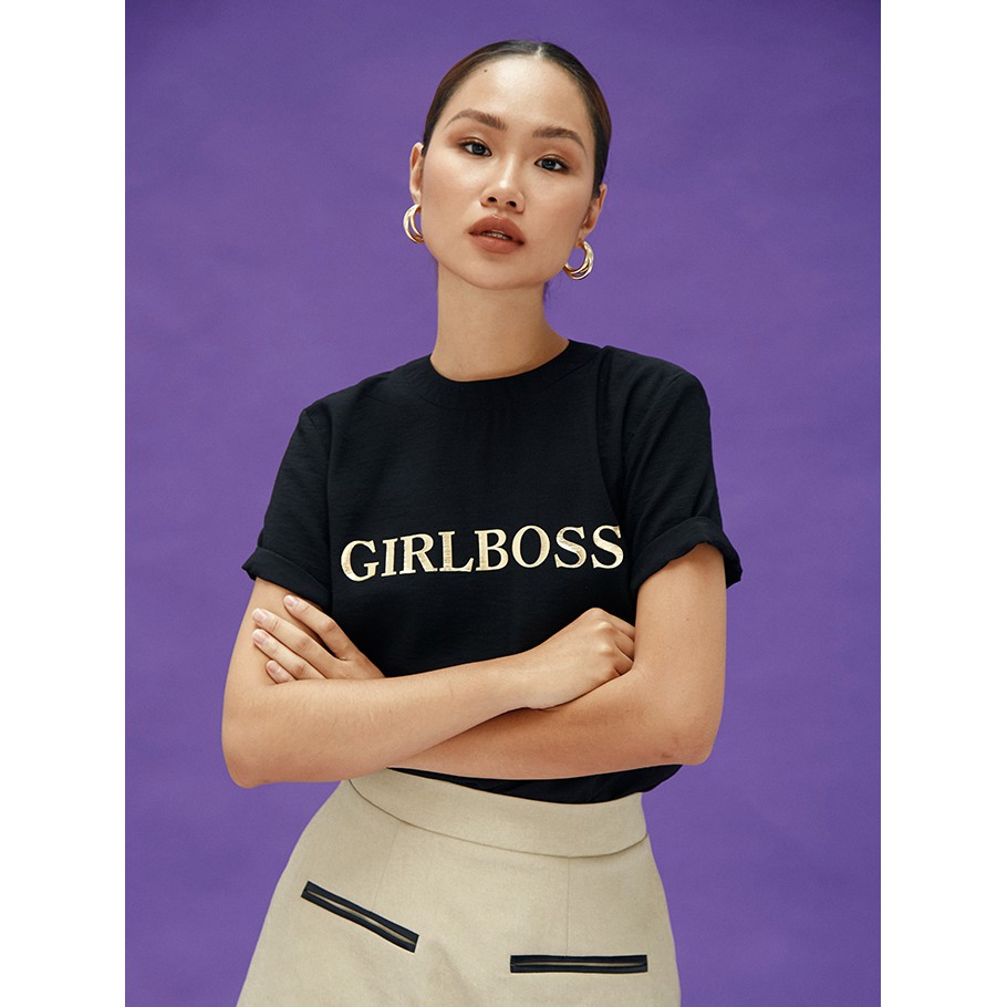 COCO SIN - Áo Lụa in Chữ Nhũ Đen | BigBuy360 - bigbuy360.vn