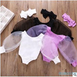 Jumpsuit Tay Dài Phối Lưới Cho Bé Gái