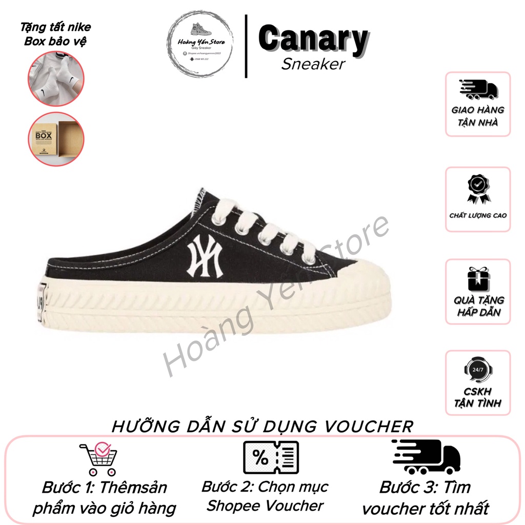 Giày thể thao nữ thêu chữ N, sục nữ đế cao 3cm, giày sục hở gót, Giày Hoàng Yến