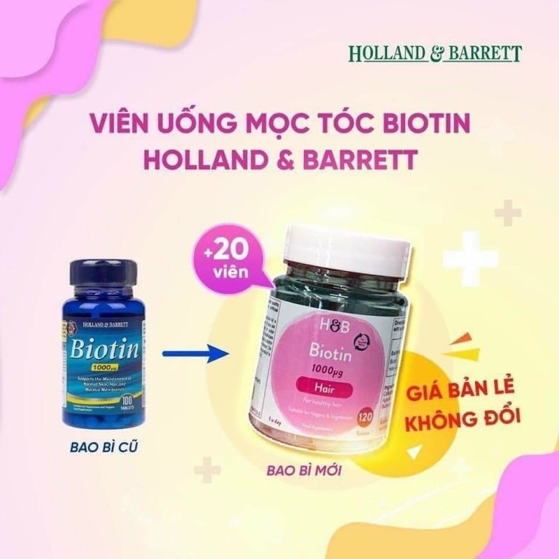 Viên uống biotin H&amp;B 120v hàng chính hãng Anh quốc