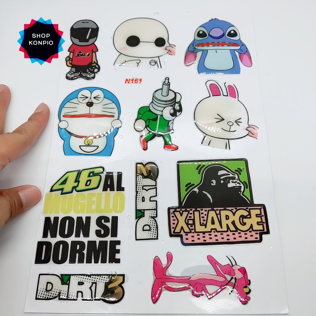 Bộ Tem Dập Nổi Cao Cấp Dán Xe Máy, Ô Tô, Mũ Bảo Hiểm, Chống Thấm Nước, Chống Bay Màu