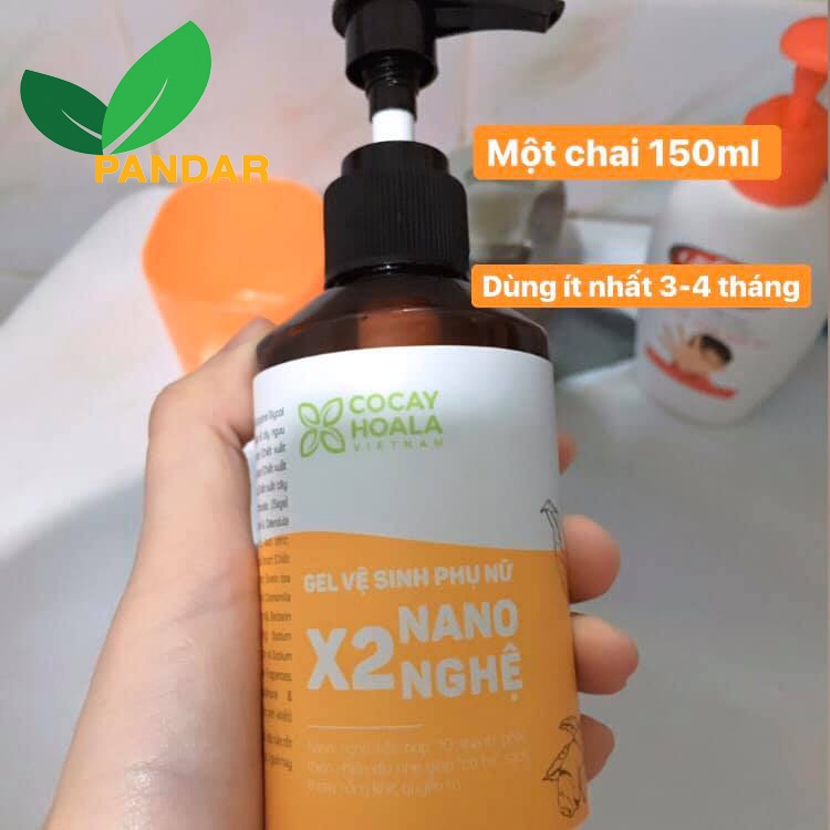 Gel vệ sinh phụ nữ x2 nano nghê, giảm ngứa, làm hồng, se khít, Cỏ cây hoa lá, 150ml, PANDAR